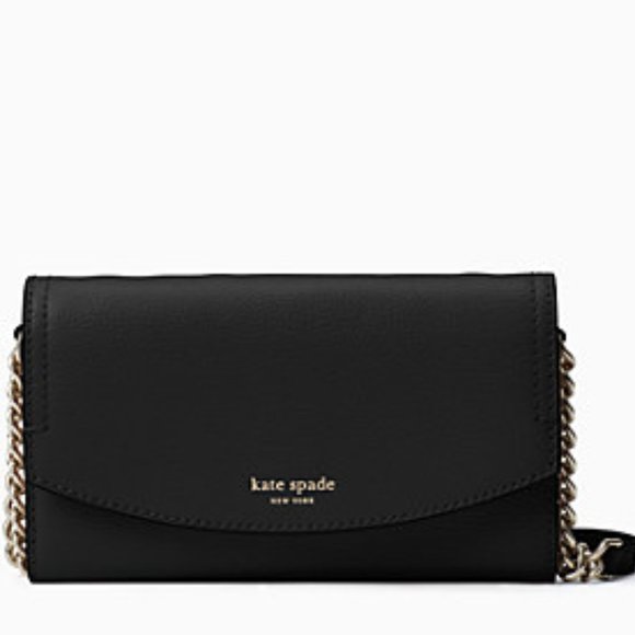 New Kate Spade Eva Wallet on Chain Black/Gold